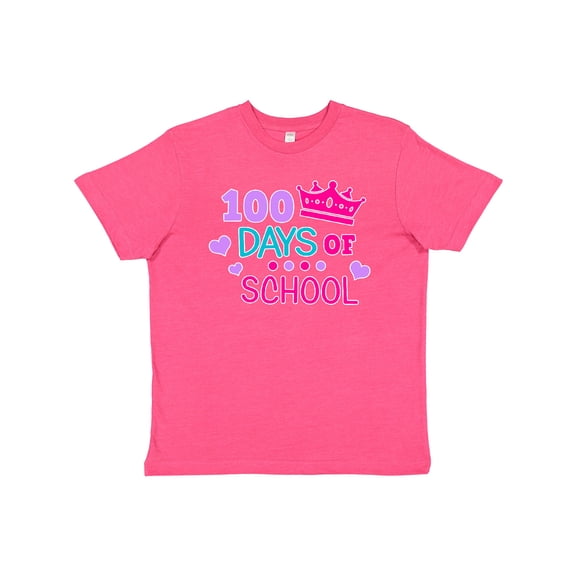 Inktastic 100 Days of School in Pink and Purple with Crown Youth T-Shirt