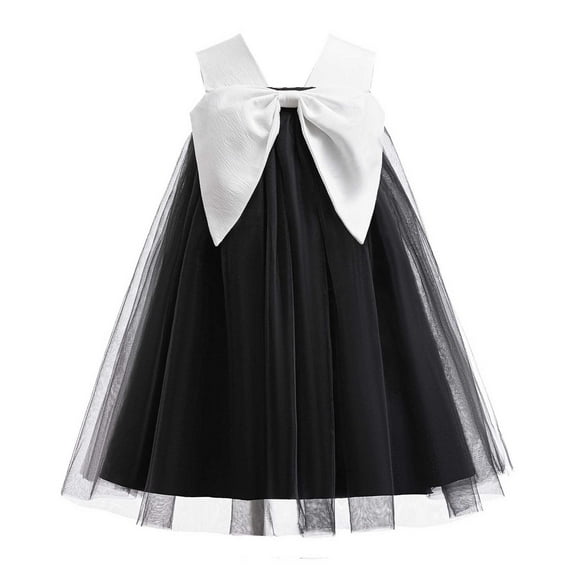 LUOGENLI Girls Dresses Size 14-16 Casual Toddler Girls Sleeveless Holiday Party Bowknot Dress Dance Party Dresses Girls Dresses Size 12 Black Size 7-8 Years