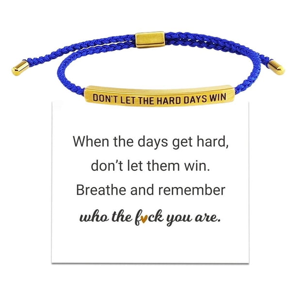 CAIROYAR WSRRDRECVHi Don't Let The Hard Days Win Pulsera para mujer, pulsera ajustable con cuerda trenzada grabada, pulsera de tubo motivacional, pulseras inspiradoras, regalos de joyería para mujeres