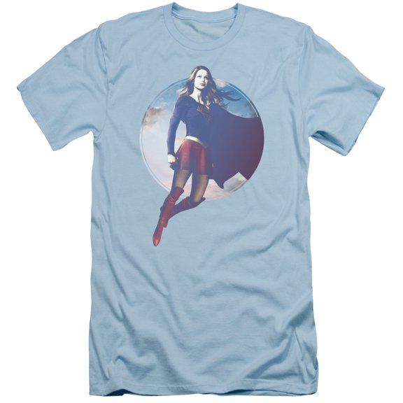 Supergirl Cloudy Circle Adult 30/1 T-Shirt Light Blue