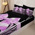 thumbnail image 3 of Homewish Cute Bowtie Zipper Twin Comforter Sets with Fitted Sheet and 2 Pillowcases,Fashion Women Zebra Line Print Zipper Bedding Set For Girls Kids,Black Reversible,4-Piece, 3 of 7