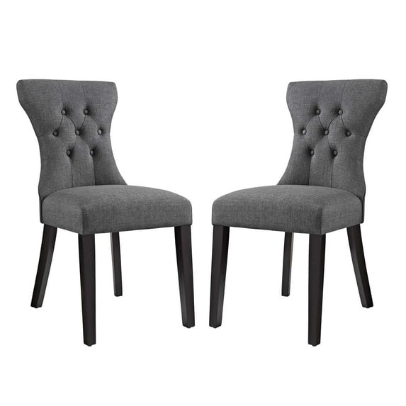 Modern Contemporary Urban Design Dining Kitchen Room Side Chair, Set of Two, Fabric, Grey Gray