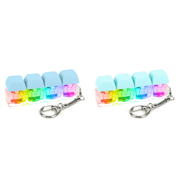 Teclado Fidget Llavero 4 Teclas Descompresión Con LED (Lago) Azul