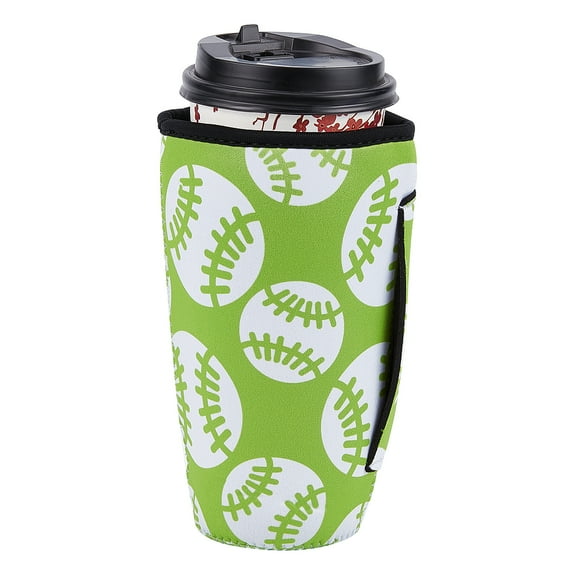 Neoprene Cup Sleeve Insulated Reusable Coffee & Tea Cup Sleeves with Handle Baseball Pattern 186x140mm