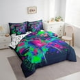 thumbnail image 3 of Gaming 7 Piece Comforter Set Full Bed in a Bag,Gamer Bedding Sets Gothic Spiderwebs Halloween Decorations Blue Green Purple Sheet Set with Comforter Gamer Room Decor, 3 of 6