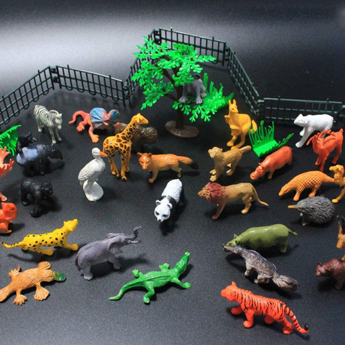 65 Pieces Animal Figures Toy Set Plastic Mini Educational Jungle Animal Toys for Boys Girls Kids Toddlers Farm Animals. Including 44 Mini Animal