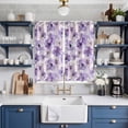 thumbnail image 2 of Purple Flower Kitchen Curtains 84 Inch Length, Ombre Botanical Watercolor Floral Spring Grommet Top Bedroom Living Room Curtains, Light Filtering Cafe Curtain Drapes 2 Panels Set 104''x84'', 2 of 9