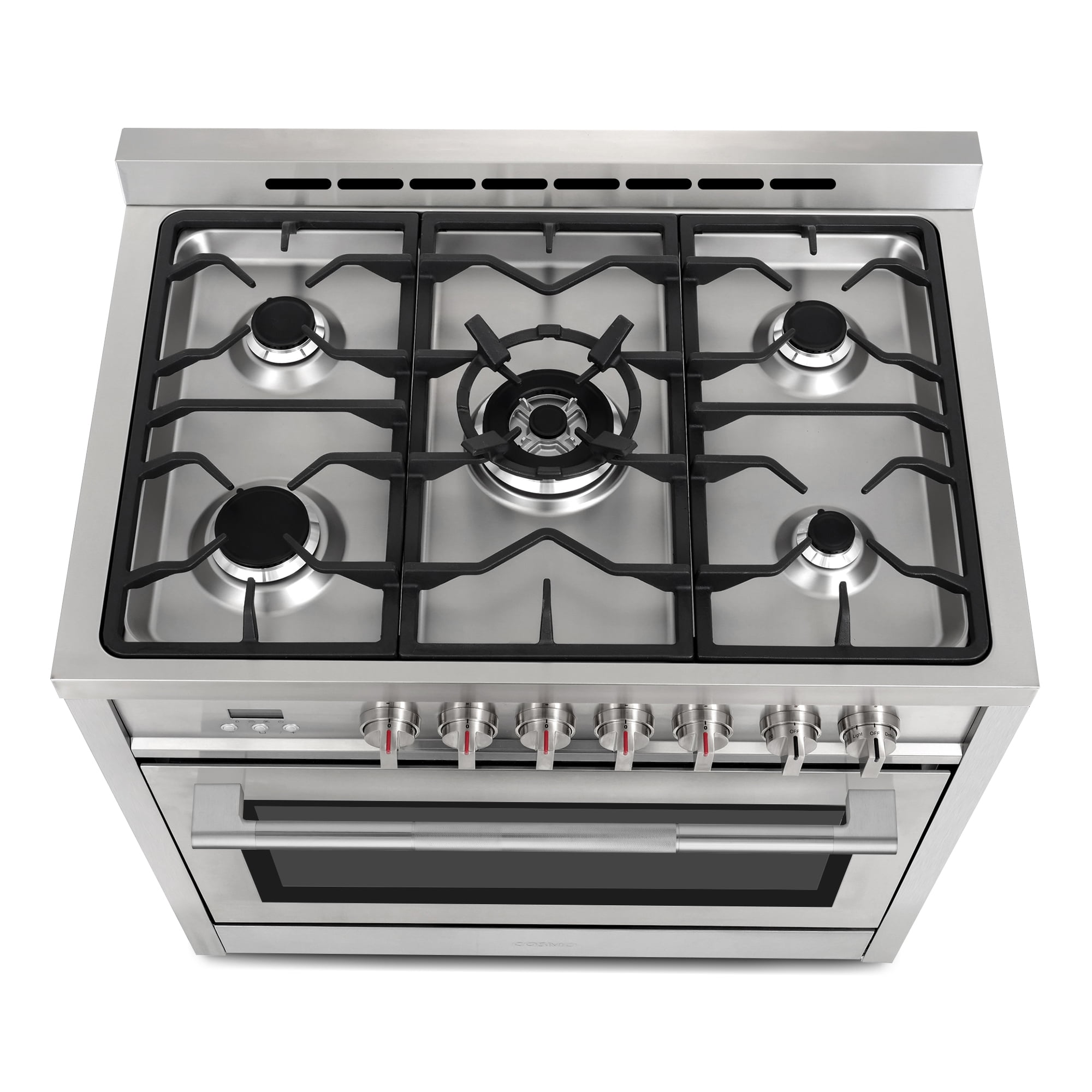 Cosmo 36 in. Stellar Collection 4.4 cu. ft. Dual Fuel Range, 5 Burners, Convection Oven, Textured Grip Handle, Stainless Steel