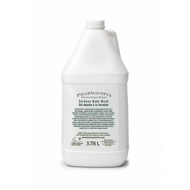 Pharmacopia Hotel Verbena Body Wash - Gel de ducha hidratante con ingredientes naturales y orgánicos - Gel de ducha vegano para hombres y mujeres 128 oz