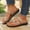 Khaki, variant on Women's Metal Buckle Toe-Loop Flat Slide Sandals, Two-Strap Slip-On Casual Sandals Versatile for All Occasions Brown 5.5