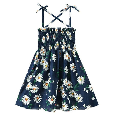 

Dewadbow Toddler Baby Girl Summer Floral Strap Ruffle Casual Dress Outfits