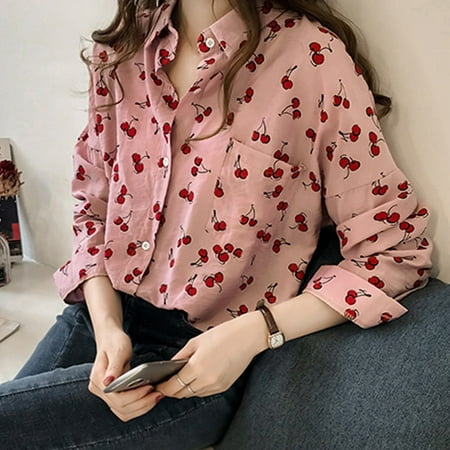 Ichuanyi Fall Tops for Women 2022 Lady Fashion Women Top Retro Printing Long Sleeve Lapel Casual Shirt Blouse