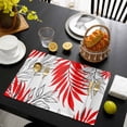 thumbnail image 3 of Red Leaves Placemats Set of 4, Abstract Modern Geometric Lines Simple Art Placemats for Dining Table, Place Mats for Kitchen Tabletop, Waterproof Wipeable Dining Table Mats Set, 3 of 9