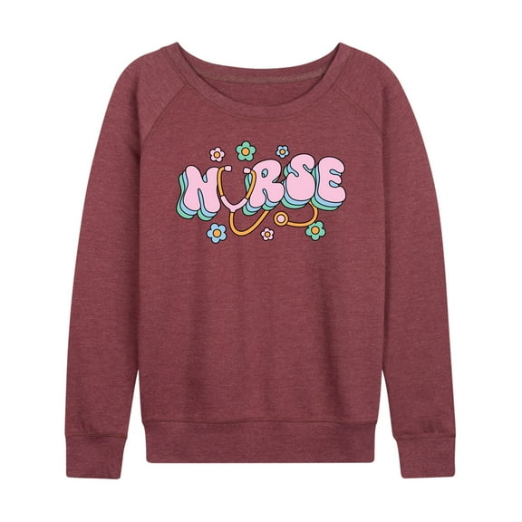 Instant Message - Nurse Flowers - Women's Lightweight French Terry Long Sleeve Shirt
