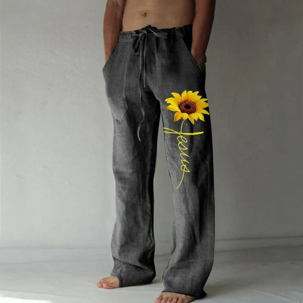 Pantalones largos casuales de pierna ancha para hombre, pantalones casuales estampados con cordones, pantalones de pierna ancha, pantalones deportivos, pantalones largos, pantalones para hombre