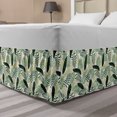 thumbnail image 1 of Botanical Bed Skirt, Monstera Fan Palm Banana Leaves Exotic Foliage Jungle Hipster Flowers, Elastic Bedskirt Dust Ruffle Wrap Around for Bedding Decor, 4 Sizes, Khaki Dark Green White, by Ambesonne, 1 of 2