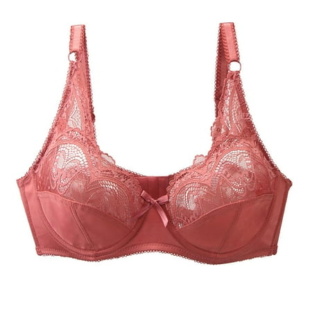 Delliss Womens Bra Lace Unlined Everyday Hollow Out Bras Soft Support Plunge Bralette