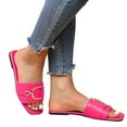 thumbnail image 2 of Rukui Women's Flat Sandals Fashion Square Open Toe Slides With Metal Chain Slippers for Summer, 2 of 8