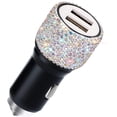 thumbnail image 1 of Dual USB Car Charger, Car Adapter Bling Bling Rhinestones Crystal Car Decorations for Fast Charging Car Decors for iPhone Xs Max X Plus, iPad Pro/Mini, Samsung, 1 of 7