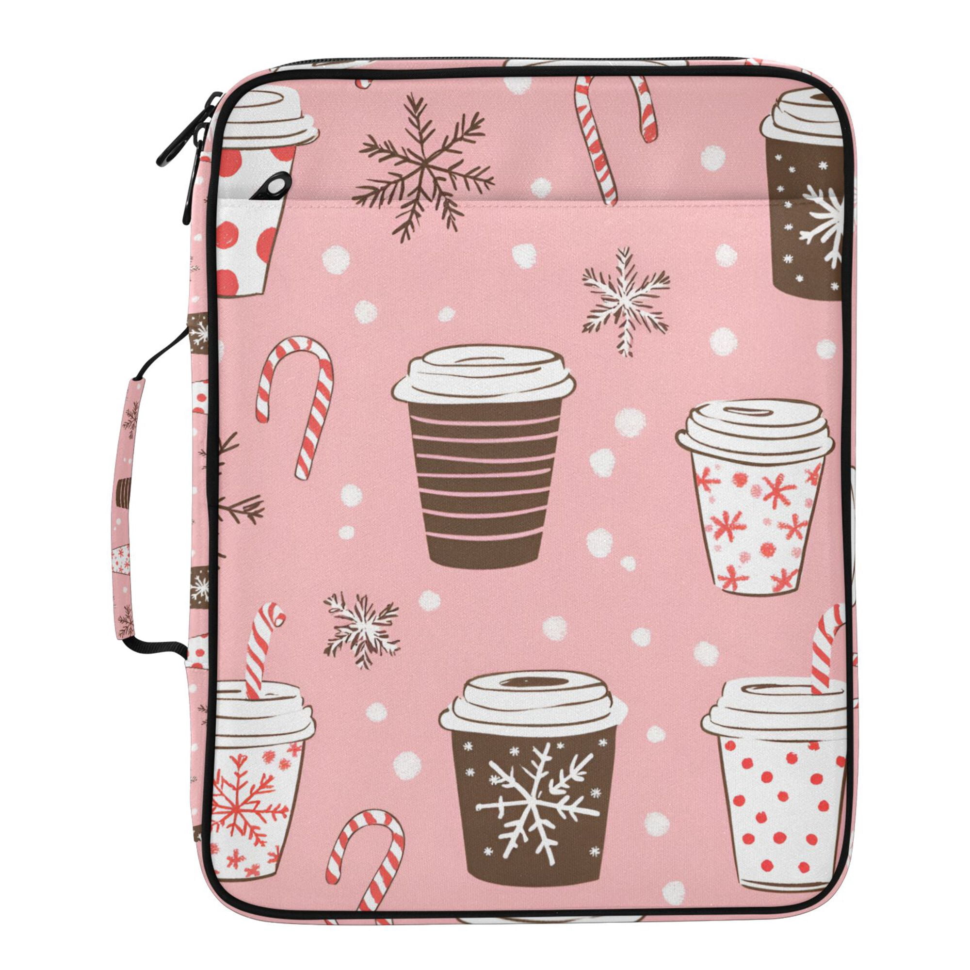 FORMRS Accordion File Folder A4 Size 7-Pocket Expanding Document Organizer Bag with 3 Ring Binder, Brown Hand Drawn Cups