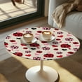thumbnail image 2 of SEANATIVE 24 x 24 Inch Round Table Covers Stretchy Spandex Cocktail Tablecloth Highboy Table Top Cover Table Topper Cap for Cocktail Parties Events, Ladybug Love Heart Shaped Valentine Beige, 2 of 7