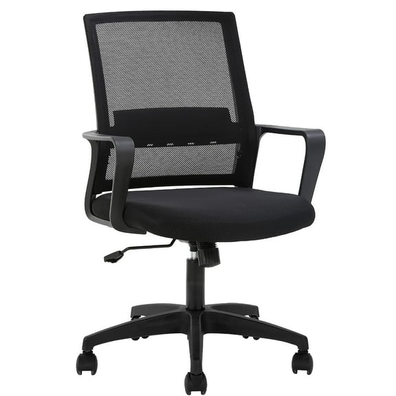 FDW Ergonomic Mesh Office Chair - Adjustable Mid-Back Computer Desk Chair with Lumbar Support, Black