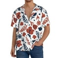 thumbnail image 3 of Xecao offers the Red Blue Leaves for Men's Casual Short-sleeved Shirt, a button-up collared shirt with a pocket, perfect for beach vacations and yacht travel in the Small size., 3 of 7