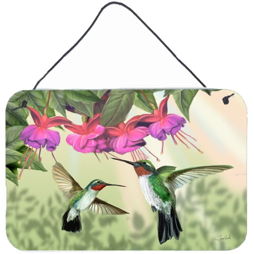 Carolines Treasures PTW2051DS812 Fuchsia and Hummingbirds Wall or Door Hanging Prints  8x12 multicolor