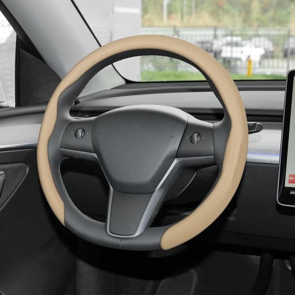 frani Nappa Leather Steering Wheel Cover, Universal 15 Inch Premium Non-Slip Steering Wheel Cover White