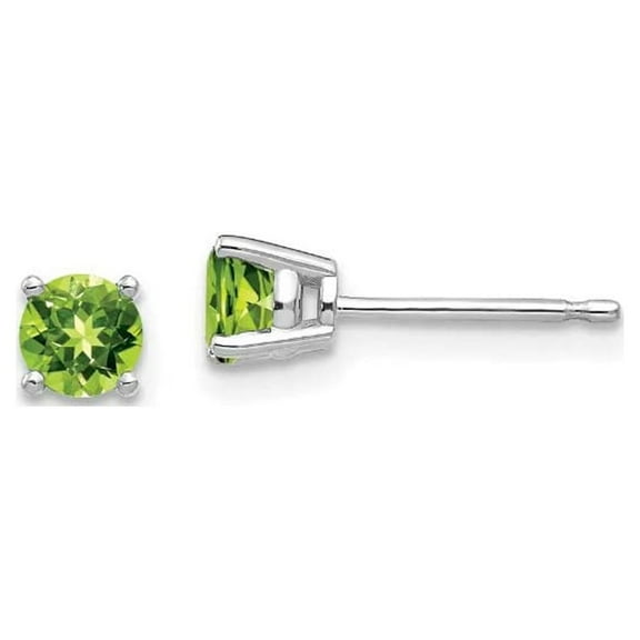 Paris Jewelry 24k White Gold 2 Ct Peridot Round Stud Earrings Plated