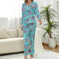 thumbnail image 3 of Ensembles de Pyjama pour Femmes Imprimé Homards Pyjamas Mode Rose et Bleu Vêtements de Nuit Printemps Manches Longues 2 Pcs Décontracté, 3 of 5