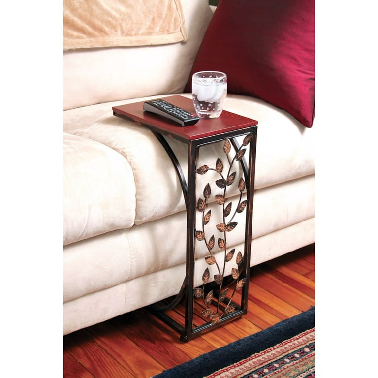 C-Shape Metal End Table Snack Table for Sofa Couch Slide Under