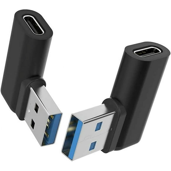 shiyou-USB C Female to USB A Male Adapter Right Angle, USB C to USB 3.0 Adapter, 90 Degree USB C to USB Adapter, USB Type C to USB Coverter Sync & Charging Adapter for USB C Cable, Hubs, 2Pack