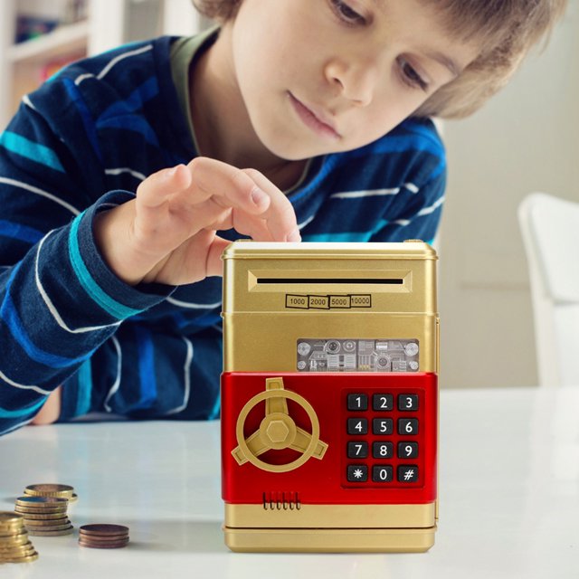 Teissuly Banking Play Toys For Kids, Mini ATM Auto Scroll Paper Coin Bank Money Saving Box With Password, Cashes & Coins Saving Box For Boys And Grils Gifts Toys Black Teissuly WER202312134132