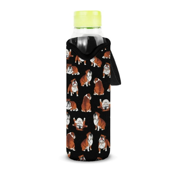 WIRESTER Water Bottle Sleeve Neoprene Carrier Holder Protector for Travel Outdoor Activities, English Bulldog Funny Playful Postures
