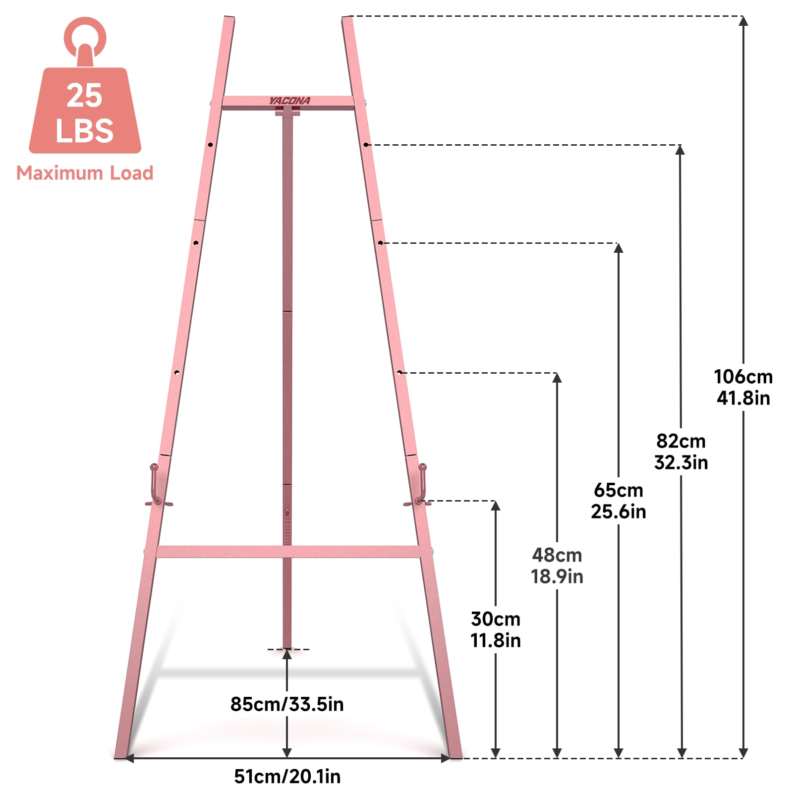 Yacona Easel Stand for Sign, Adjustable Metal Easels for Display with Adjustment Chain, Heavy Duty Poster Stand, for Wedding Sign, Poster, Painting, Displays, Rose Gold
