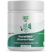 Layer Origin | PureHMO Diverse Fiber 16 Whole Foods Fiber Powder | Human Milk Oligosaccharide 2'-FL Prebiotic | Psyllium Husk, Chicory Root, Acacia Fiber, Apple Peel, Pea Fiber | 2'-Fucosyllactose