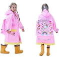 thumbnail image 2 of 1 paquete, impermeable para niñas, chaqueta impermeable, ropa larga, impermeable, transpirable, con capucha, adecuado para la escuela, senderismo, ciclismo, deportes, adecuado para niños de 130-140 c, 2 of 5