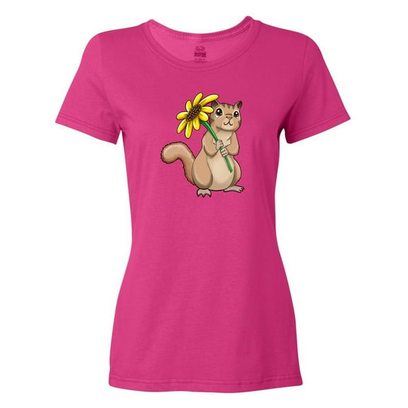 Inktastic Cute Chipmunk with Sunflower Women's T-Shirt