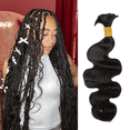 thumbnail image 2 of EAYON Body Wave 100% Unprocessed Virgin Human Braiding Hair for Boho Braids 20 inch 300g Natural Color Thick Knotless Bulk Human Hair for Braiding, 2 of 11
