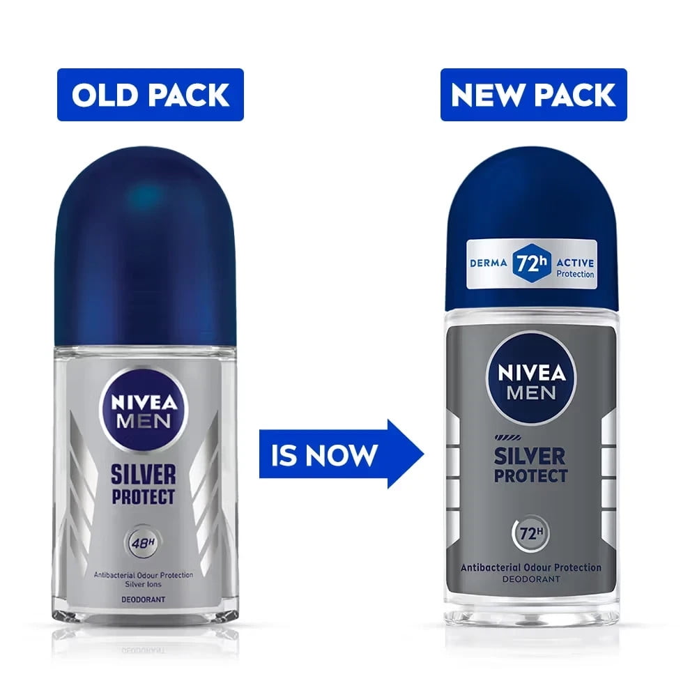 NIVEA MEN Silver Protect Anti-Perspirant Roll-On Deodorant Antibacterial -6 Pack