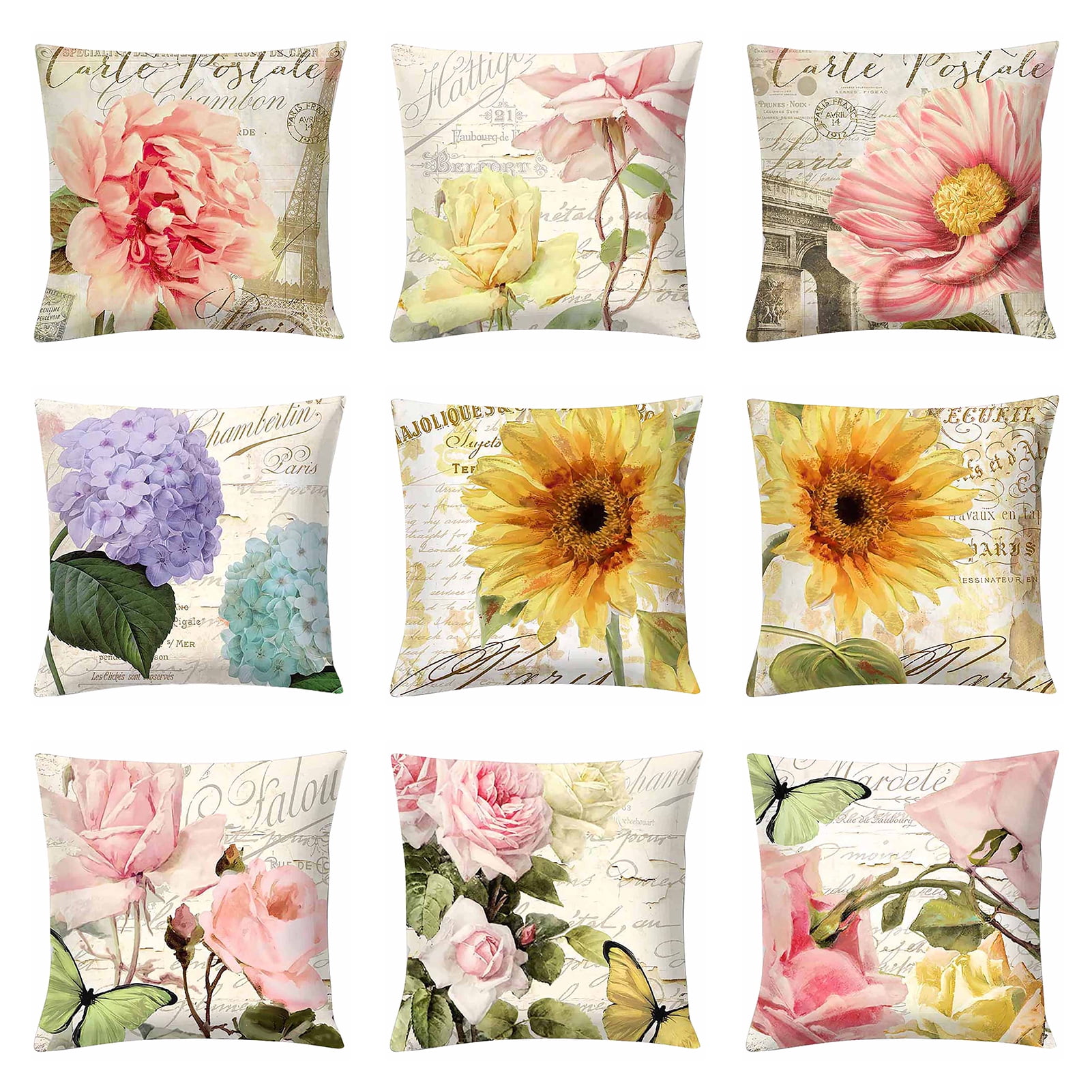 Details about   Dream Flower Cotton Linen Square Home Decorative Pillow Case Cushion Cover S 