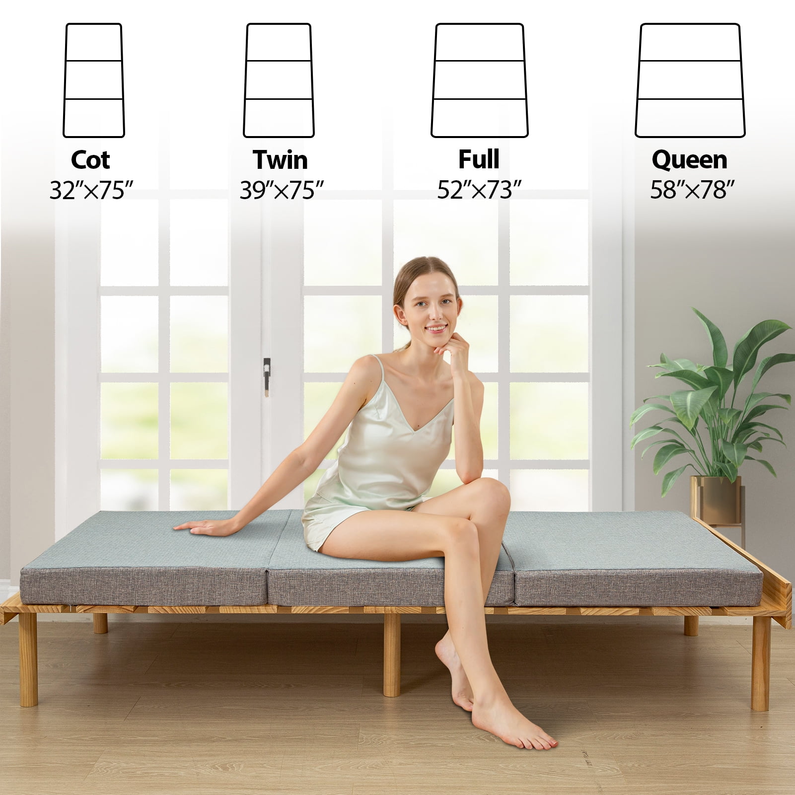 MAXYOYO 6 Inch Foldable Mattress Full Foam Trifold Camping Mattress Portable Floor Mattress