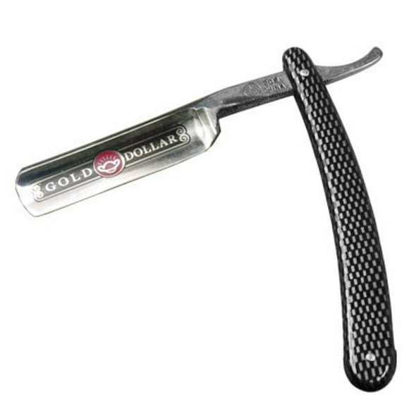 Gold Dollar Shaving Cut Throat Straight Razor Color Silver and Black
