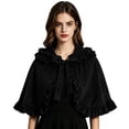 thumbnail image 2 of Iyufng Women's Ruffle Trim Velvet Cape Front Bow Tie Short Cloak Cosplay Wrap for Halloween Carnival Photo Shoot, 2 of 6