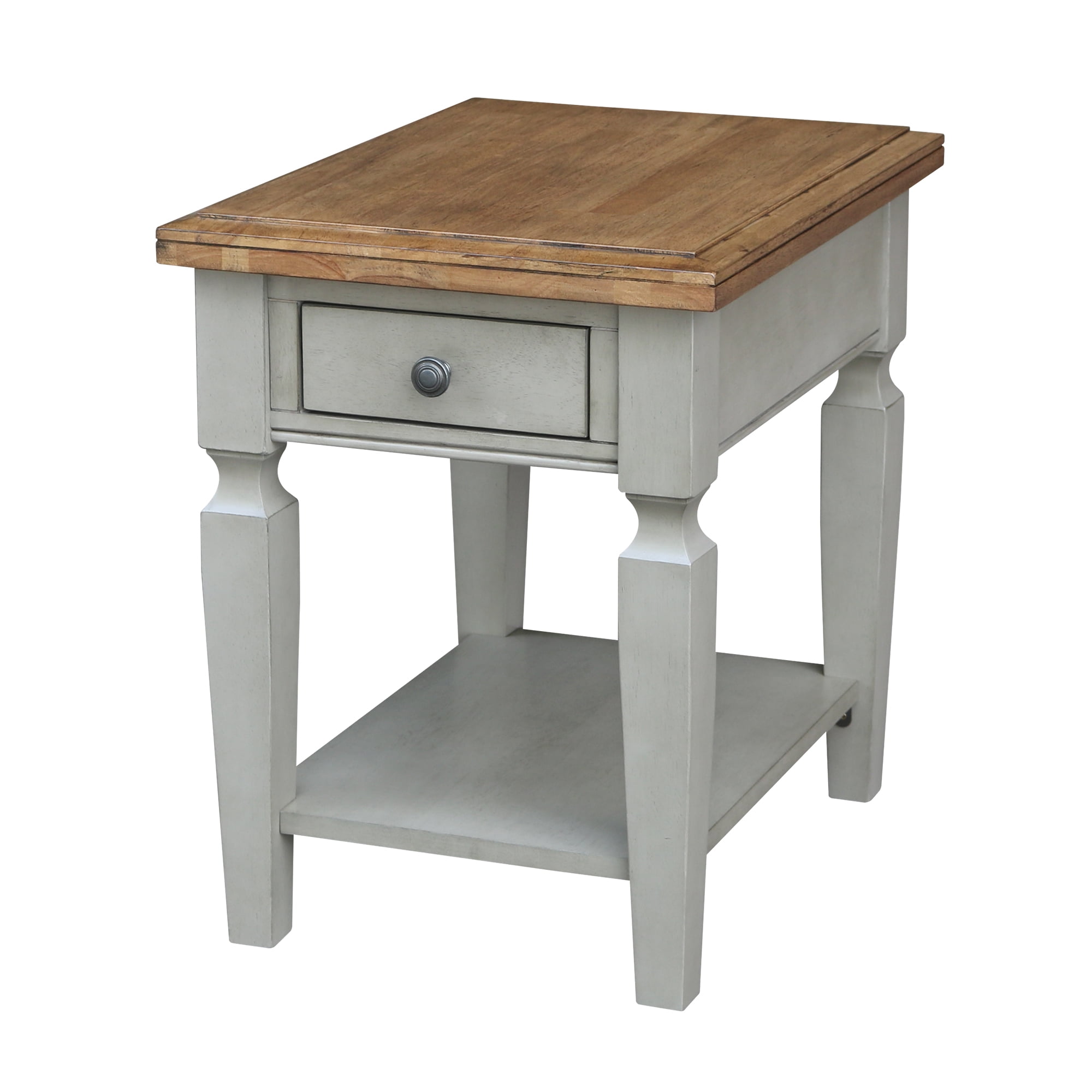 International Concepts Mission Tall End Table, Unfinished Solid Hardwood, 28.5"H With Drawer & Shelf, Ready To Assemble