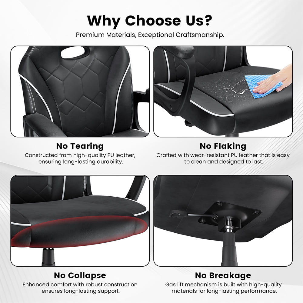 Small Version Gaming Office Chair with Ergonomic Foam Backrest, 360° Swivel & Adjustable Height-ACGAM CG-4746