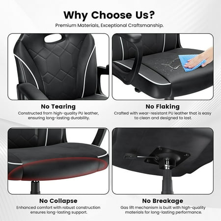 ACGAM - Slim Ergonomic Gaming Chair - Black