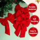 thumbnail image 2 of Dos adornos navideños de lazo de terciopelo rojo brillante para coronas navideñas., 2 of 5