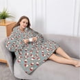 thumbnail image 5 of Oversized Wearable Blanket Hoodie,Gray Christmas Santa Pattern Sherpa Blanket Hoodie with Super Pockets,Super Warm Fuzzy Pullover for Women & Men, 5 of 6